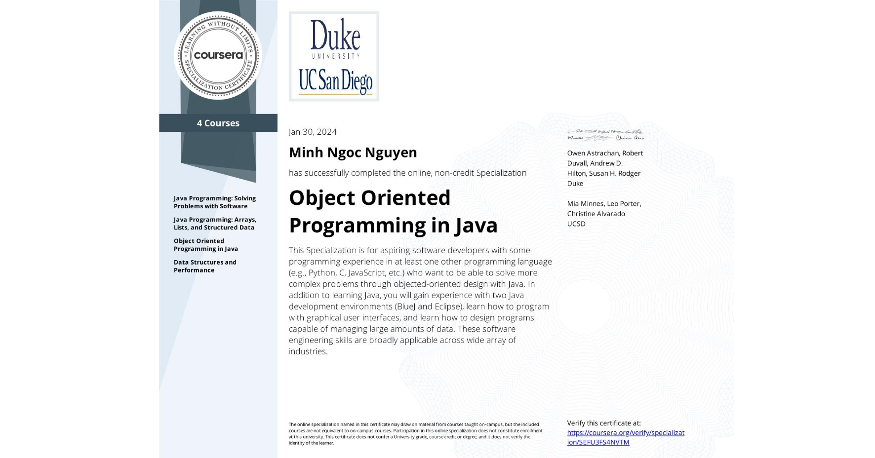 Object Oriented Programming in Java